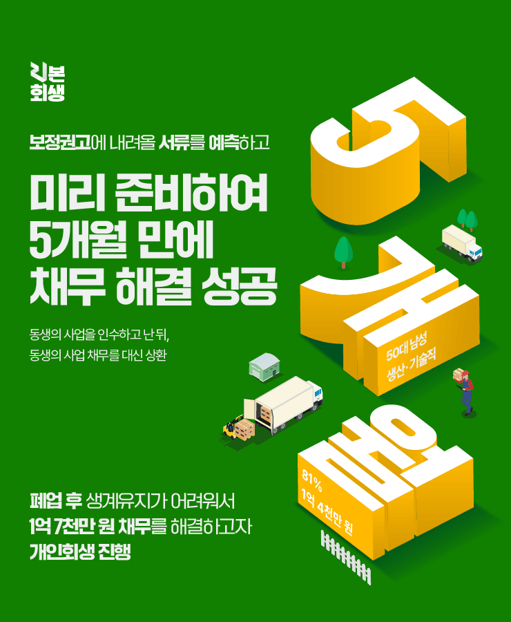 사업 채무 대신 상환
생계 유지 어려움