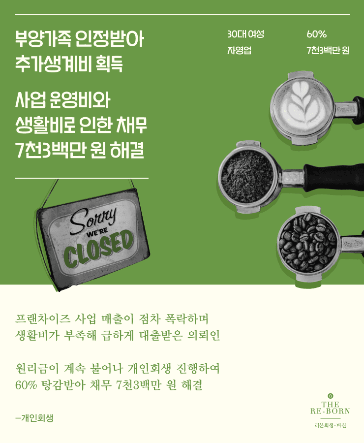 프랜차이즈 사업 실패
생활비 마련 대출