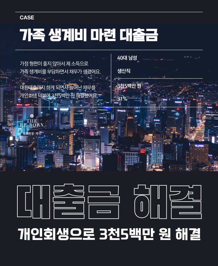 가족 생계비 대출
대환대출로 쌓인 채무